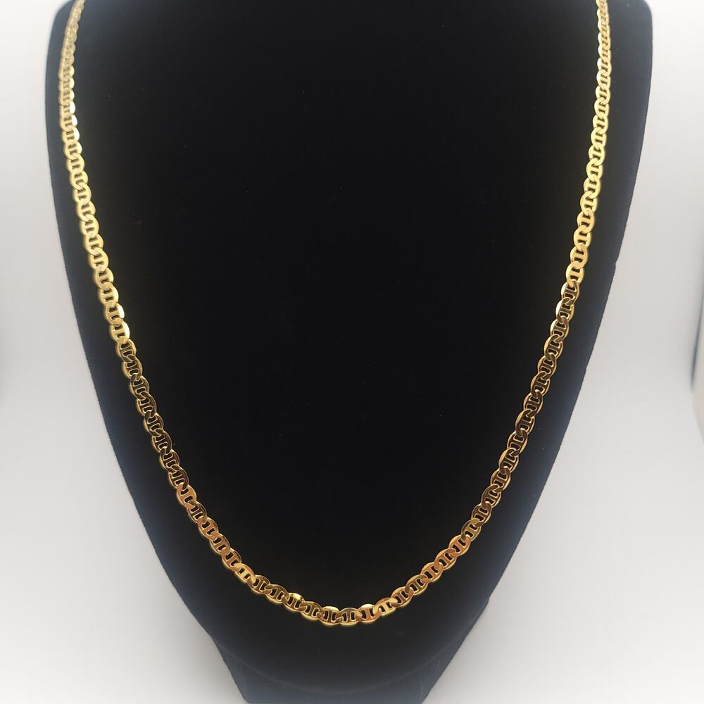 Polished Yellow Gold-tone Men's Mariner Link Chain Necklace